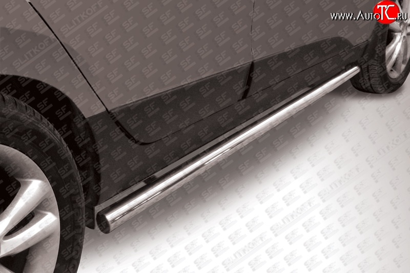 11 449 р. Защита порогов из круглой трубы диаметром 57 мм Slitkoff  Hyundai IX35  1 LM (2009-2018) (Нержавейка, Полированная)  с доставкой в г. Калуга