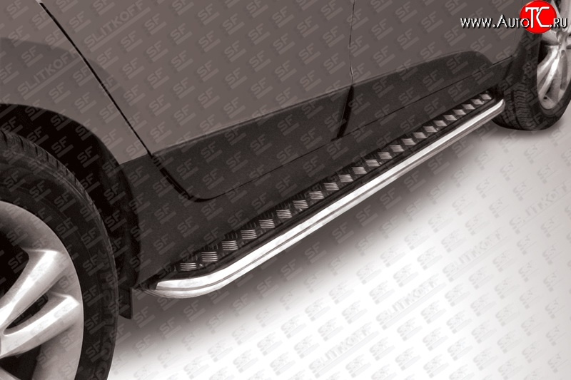 14 649 р. Широкая защита порогов Slitkoff (с листом, усиленная, d57)  Hyundai IX35  1 LM (2009-2018)  с доставкой в г. Калуга