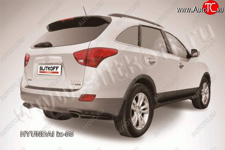 3 899 р. Защита заднего бампера из уголков d57 Slitkoff Hyundai IX55 (2008-2012) (Цвет: серебристый)  с доставкой в г. Калуга