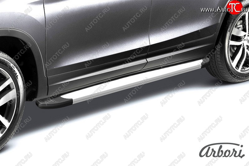 10 979 р. Порожки для ног Arbori Optima Silver  Hyundai Santa Fe  4 TM (2018-2024)  с доставкой в г. Калуга