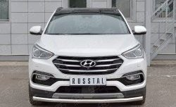 12 499 р. Защита переднего бампера (Ø63 мм, нержавейка, Premium) Russtal  Hyundai Santa Fe  3 DM (2015-2019)  с доставкой в г. Калуга. Увеличить фотографию 1