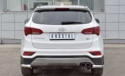 Защита заднего бампера (Ø63 мм уголки, нержавейка, Premium) Russtal Hyundai Santa Fe 3 DM рестайлинг (2015-2019)