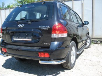 3 999 р. Защита заднего бампера из уголков d57 Slitkoff  Hyundai Santa Fe  1 (2000-2012) (Цвет: серебристый)  с доставкой в г. Калуга. Увеличить фотографию 1