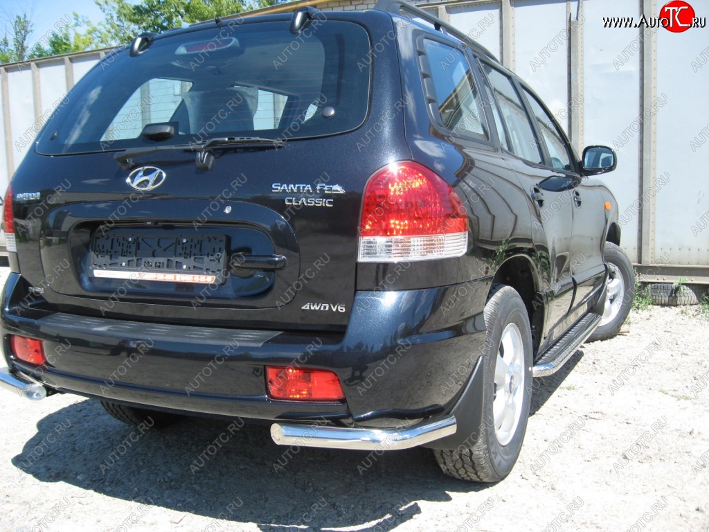3 999 р. Защита заднего бампера из уголков d57 Slitkoff  Hyundai Santa Fe  1 (2000-2012) (Цвет: серебристый)  с доставкой в г. Калуга