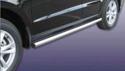 11 299 р. Защита порогов из круглой трубы диаметром 57 мм Slitkoff  Hyundai Santa Fe  2 CM (2009-2012) (Нержавейка, Полированная)  с доставкой в г. Калуга. Увеличить фотографию 1