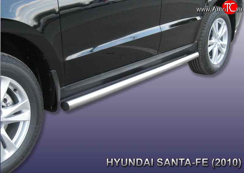 11 299 р. Защита порогов из круглой трубы диаметром 57 мм Slitkoff  Hyundai Santa Fe  2 CM (2009-2012) (Нержавейка, Полированная)  с доставкой в г. Калуга