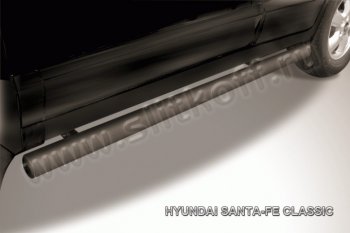 8 349 р. Защита порогов из трубы d76 Slitkoff Hyundai Santa Fe 1 SM (2000-2012) (Цвет: серебристый)  с доставкой в г. Калуга. Увеличить фотографию 1