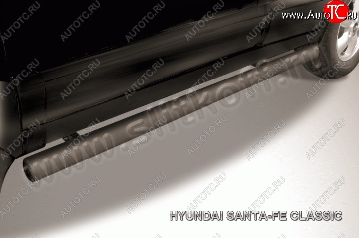 8 349 р. Защита порогов из трубы d76 Slitkoff Hyundai Santa Fe 1 SM (2000-2012) (Цвет: серебристый)  с доставкой в г. Калуга