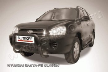 13 499 р. Кенгурятник d57 Slitkoff (низкий)  Hyundai Santa Fe  1 (2000-2012) (Цвет: серебристый)  с доставкой в г. Калуга. Увеличить фотографию 1