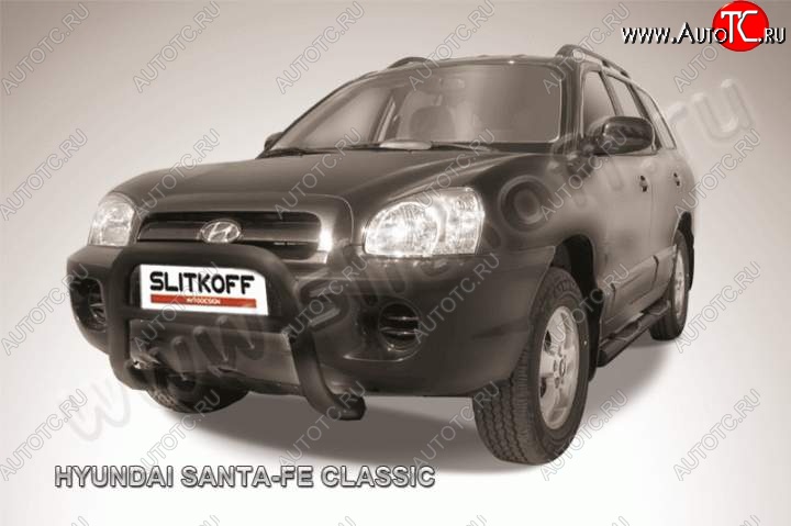 18 549 р. Кенгурятник d76 Slitkoff (низкий)  Hyundai Santa Fe  1 (2000-2012) (Цвет: серебристый)  с доставкой в г. Калуга