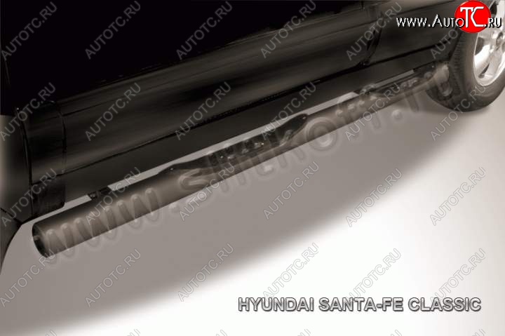 9 749 р. Защита порогов из трубы d76 Slitkoff (с проступью)  Hyundai Santa Fe  1 (2000-2012) (Цвет: серебристый)  с доставкой в г. Калуга