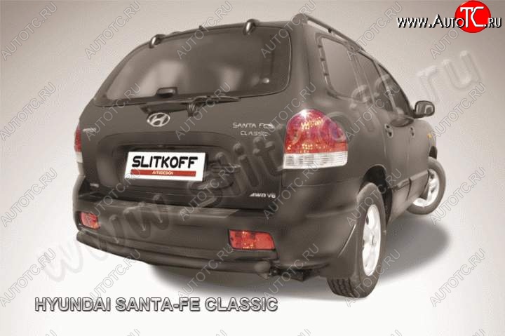3 589 р. Защита заднего бампера из трубы d57 Slitkoff (дуга)  Hyundai Santa Fe  1 (2000-2012) (Цвет: серебристый)  с доставкой в г. Калуга
