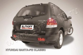 5 499 р. Защита заднего бампера из уголков d57+d42 Slitkoff (двойные)  Hyundai Santa Fe  1 (2000-2012) (Цвет: серебристый)  с доставкой в г. Калуга. Увеличить фотографию 1