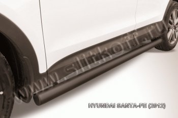 9 749 р. Защита порогов из трубы d76 Slitkoff  Hyundai Santa Fe  3 DM (2012-2016) (Цвет: серебристый)  с доставкой в г. Калуга. Увеличить фотографию 1