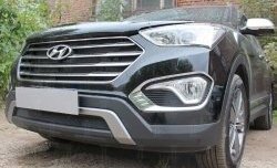 1 469 р. Защитная сетка на бампер Russtal  Hyundai Grand Santa Fe  1 DM (2013-2016) (черная)  с доставкой в г. Калуга. Увеличить фотографию 1