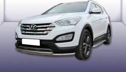 Двойная защита переднего бампера из двух труб диаметром 57 и 42 мм Slitkoff Hyundai Santa Fe 3 DM дорестайлинг (2012-2016)