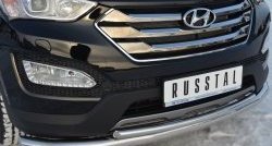 19 799 р. Защита переднего бампера (2 трубыØ76 и 42 мм, нержавейка) Russtal  Hyundai Santa Fe  3 DM (2012-2016)  с доставкой в г. Калуга. Увеличить фотографию 2
