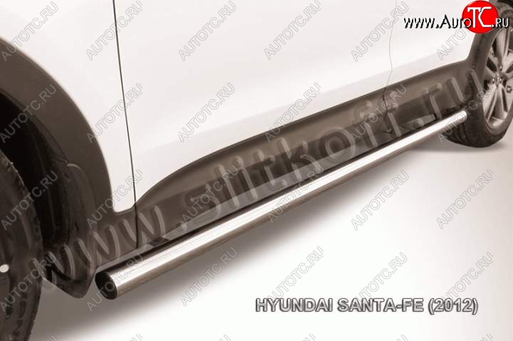 7 999 р. Защита порогов из трубы d57 Slitkoff  Hyundai Santa Fe  3 DM (2012-2016) (Цвет: серебристый)  с доставкой в г. Калуга