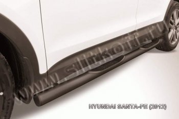 10 699 р. Защита порогов из трубы d76 Slitkoff (с проступью)  Hyundai Santa Fe  3 DM (2012-2016) (Цвет: серебристый)  с доставкой в г. Калуга. Увеличить фотографию 1