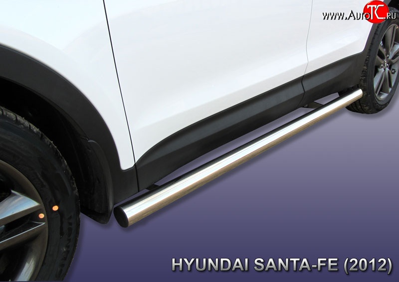 13 949 р. Защита порогов из круглой трубы диаметром 76 мм Slitkoff  Hyundai Santa Fe  3 DM (2012-2016) (Нержавейка, Полированная)  с доставкой в г. Калуга