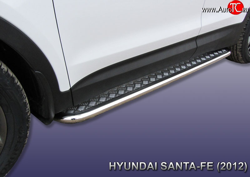 13 949 р. Широкая защита порогов с трубой диаметром 42 мм Slitkoff  Hyundai Santa Fe  3 DM (2012-2016)  с доставкой в г. Калуга