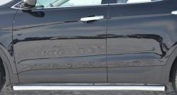 14 849 р. Защита порогов из круглой трубы диаметром 63 мм Russtal  Hyundai Santa Fe  3 DM (2012-2016) (Защита порогов с со скосами на торцах (вариант 1))  с доставкой в г. Калуга. Увеличить фотографию 2
