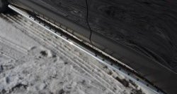20 749 р. Защита порогов с круглыми вставками для ног из овальной трубы диаметром 75x42 мм Russtal  Hyundai Santa Fe  3 DM (2012-2016)  с доставкой в г. Калуга. Увеличить фотографию 2