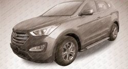 11 299 р. Алюминиевые пороги Slitkoff Luxe Black Hyundai Santa Fe 3 DM дорестайлинг (2012-2016)  с доставкой в г. Калуга. Увеличить фотографию 2