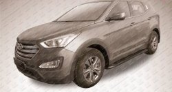 13 799 р. Алюминиевые пороги Slitkoff Optima Black  Hyundai Santa Fe  3 DM (2012-2016)  с доставкой в г. Калуга. Увеличить фотографию 2