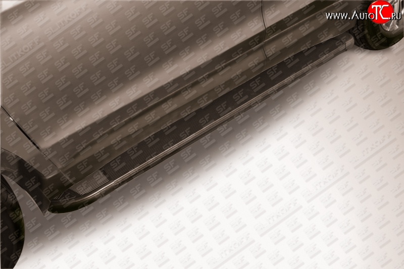 13 799 р. Алюминиевые пороги Slitkoff Optima Black  Hyundai Santa Fe  3 DM (2012-2016)  с доставкой в г. Калуга