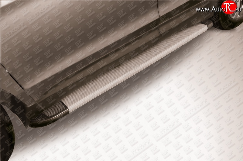 13 799 р. Алюминиевые пороги Slitkoff Optima Silver  Hyundai Santa Fe  3 DM (2012-2016)  с доставкой в г. Калуга