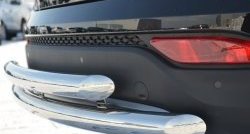 16 699 р. Защита заднего бампера (2 трубы Ø63 мм, нержавейка) Russtal  Hyundai Santa Fe  3 DM (2012-2016)  с доставкой в г. Калуга. Увеличить фотографию 2