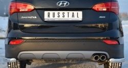 13 549 р. Защита заднего бампера (Ø63 мм уголки, нержавейка) Russtal  Hyundai Santa Fe  3 DM (2012-2016)  с доставкой в г. Калуга. Увеличить фотографию 1