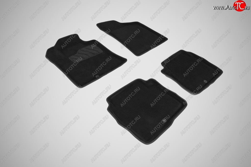 4 999 р. Износостойкие коврики в салон 3D HYUNDAI SANTA FE черные (компл)  Hyundai Santa Fe  2 CM (2006-2012)  с доставкой в г. Калуга