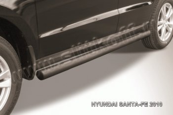8 549 р. Защита порогов из трубы d76 Slitkoff Hyundai Santa Fe 2 CM рестайлинг (2009-2012) (Цвет: серебристый)  с доставкой в г. Калуга. Увеличить фотографию 1