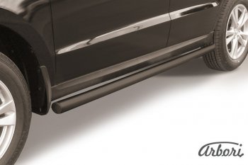 Защита штатных порогов Arbori (черная, d57 mm). Hyundai Santa Fe 2 CM рестайлинг (2009-2012)