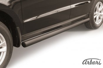Защита штатных порогов Arbori (черная, d76 mm). Hyundai Santa Fe 2 CM рестайлинг (2009-2012)