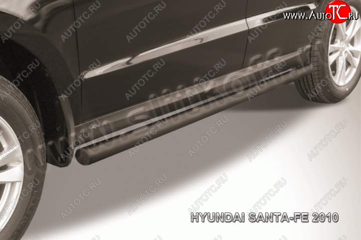 7 999 р. Защита порогов из трубы d57 Slitkoff  Hyundai Santa Fe  2 CM (2009-2012) (Цвет: серебристый)  с доставкой в г. Калуга