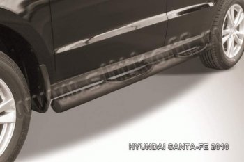 10 699 р. Защита порогов из трубы d76 Slitkoff (с проступью)  Hyundai Santa Fe  2 CM (2009-2012) (Цвет: серебристый)  с доставкой в г. Калуга. Увеличить фотографию 1