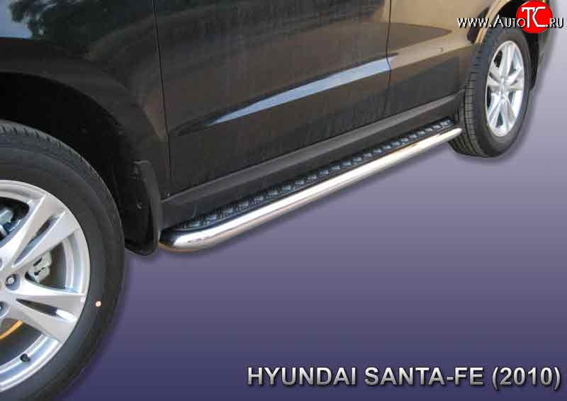 14 699 р. Широкая защита порогов Slitkoff Hyundai Santa Fe 2 CM рестайлинг (2009-2012)  с доставкой в г. Калуга