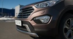 14 999 р. Защита переднего бампера (Ø75х42 мм, нержавейка) Russtal  Hyundai Grand Santa Fe  1 DM (2013-2016)  с доставкой в г. Калуга. Увеличить фотографию 2