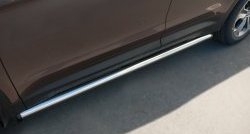 14 849 р. Защита порогов из круглой трубы диаметром 63 мм Russtal Hyundai Grand Santa Fe 1 DM дорестайлинг (2013-2016) (Защита порогов с со скосами на торцах (вариант 1))  с доставкой в г. Калуга. Увеличить фотографию 5