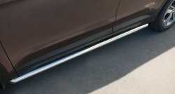 14 849 р. Защита порогов из круглой трубы диаметром 63 мм Russtal  Hyundai Grand Santa Fe  1 DM (2013-2016) (Защита порогов с со скосами на торцах (вариант 1))  с доставкой в г. Калуга. Увеличить фотографию 8