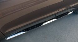 Защита порогов с пластиковыми вставками для ног из круглой трубы диаметром 76 мм Russtal Hyundai Grand Santa Fe 1 DM дорестайлинг (2013-2016)