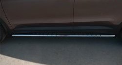 13 299 р. Защита порогов с круглыми вставками для ног из овальной трубы диаметром 75x42 мм Russtal Hyundai Grand Santa Fe 1 DM дорестайлинг (2013-2016)  с доставкой в г. Калуга. Увеличить фотографию 3