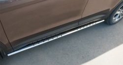 13 299 р. Защита порогов с круглыми вставками для ног из овальной трубы диаметром 75x42 мм Russtal Hyundai Grand Santa Fe 1 DM дорестайлинг (2013-2016)  с доставкой в г. Калуга. Увеличить фотографию 1