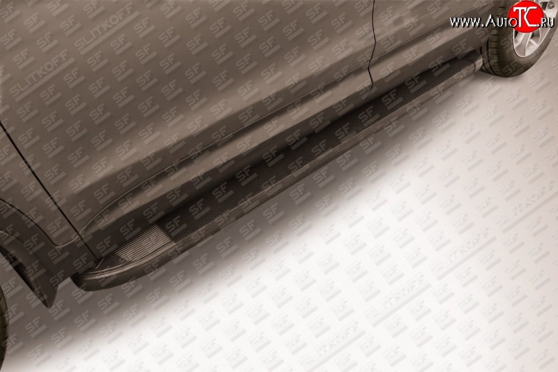13 799 р. Алюминиевые пороги Slitkoff Optima Black  Hyundai Grand Santa Fe  1 DM (2013-2016)  с доставкой в г. Калуга