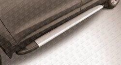 Алюминиевые пороги Slitkoff Optima Silver Hyundai (Хюндаи) Grand Santa Fe (гранд)  1 DM (2013-2016) 1 DM дорестайлинг