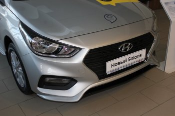 4 999 р. Накладка на передний бампер АвтоКрат  Hyundai Solaris  2 (2017-2020) (Неокрашенная)  с доставкой в г. Калуга. Увеличить фотографию 3