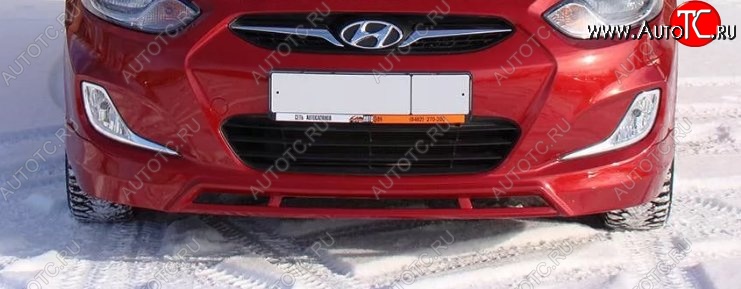 6 299 р. Накладка на передний бампер Tuning-Sport v2  Hyundai Solaris ( 1 седан,  1 хэтчбек) (2010-2014) (Неокрашенная)  с доставкой в г. Калуга